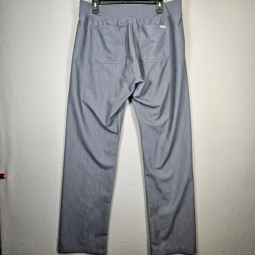 FIGS Heather Gray Scrub Pants Straight Leg Teal Drawstring‎ Mens L/T 31 Inseam